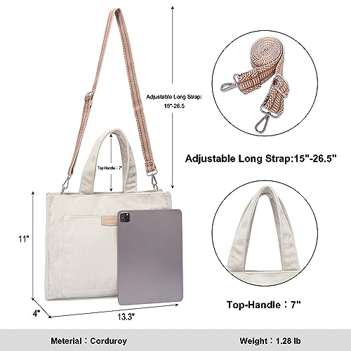 CLUCI Corduroy Tote Bag For Women Casual Zipper Tote Fashion Shoulder Handbag Hobo Bag