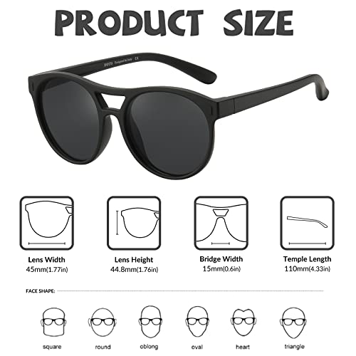 DUCO Sunglasses for Kids Boys Girls UV Protection Vintage Flexible Safety Polarized Sun Glasses with Strap DK030