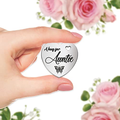 RAOSIME Inspirational Pocket Hug Token Gift for Aunt, Long Distance Relationship Keepsake Stainless Steel Double Sided Little Heart Shaped Pocket Hug Token Gift for Aunt Auntie From Niece Nephew