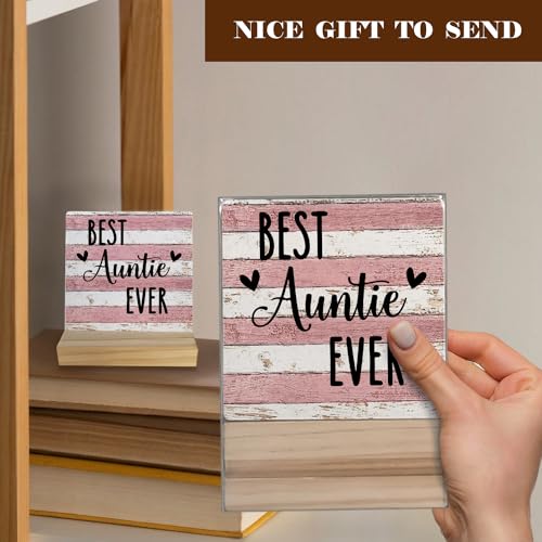 Aunt Gifts,Aunt Gifts From Niece,Aunt Gifts From Nephew,Best Aunt Gifts,Best Auntie Ever Wooden Sign, Best Aunt Wooden Signs For Home Decor