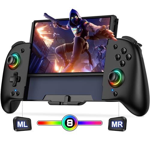 LIFUFUTEE Switch Controllers, Wireless Switch Pro Controller Replacement for Nintendo Switch Controller/OLED, Hall Effect One-Piece Joypad Controller with RGB/Programmable/Dual Vibration/Turbo/Wakeup