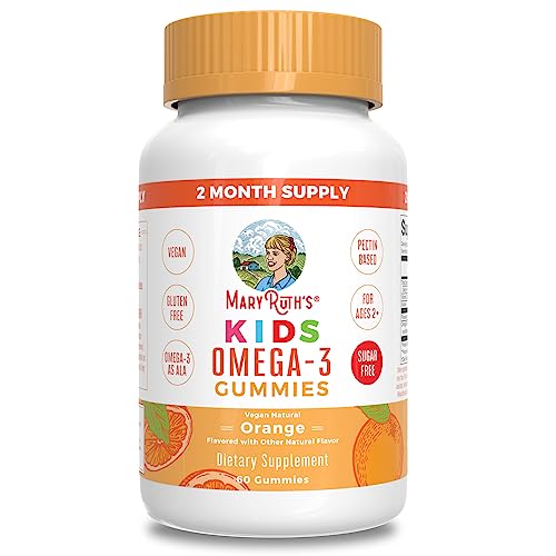 MaryRuth Organics Nutritional Supplement Vegan Omega 3 Gummy for Kids 2+ | 2 Month Supply | Sugar Free | Vitamin C, E, Flaxseed Oil | Immune Support, Overall Wellness | No Fish Taste | 60 Count