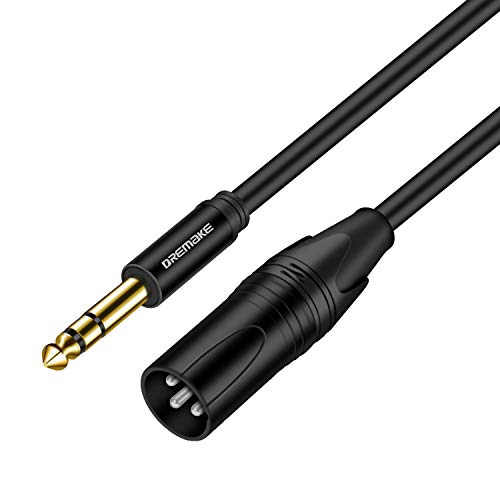 DREMAKE 3 Foot TRS Stereo 6.35mm 1/4 Inch to XLR Balanced Mic Cable Male to Male Audio Patch Cord for Speakers, Amplifier