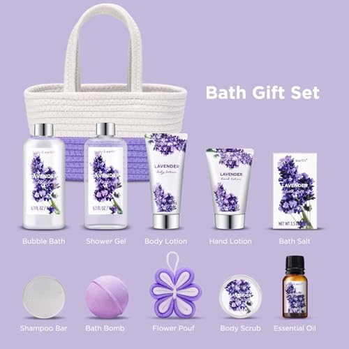 Spa Gifts for Women - Spa Gift Sets for Women, Body & Earth Shower Gift Set with Bubble Bath, Shower Gel, Lotion Set, Valentines Day Gifts for Women, Mothers Day Gifts for Mom