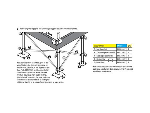 Dock Edge Stationary Dock Hardware Bundle with Leg Pipe Holder and Bottom Pad