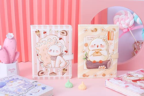 Kawaii Notebook, Cute Bear Journal Notebook, Bear Journal for Girls, Cute Journal for Girls, Kawaii Journal, Soft PU Leather Cover, 6.6 x 4.9 inch (16.8 x12.4 cm), A5 (Bear)