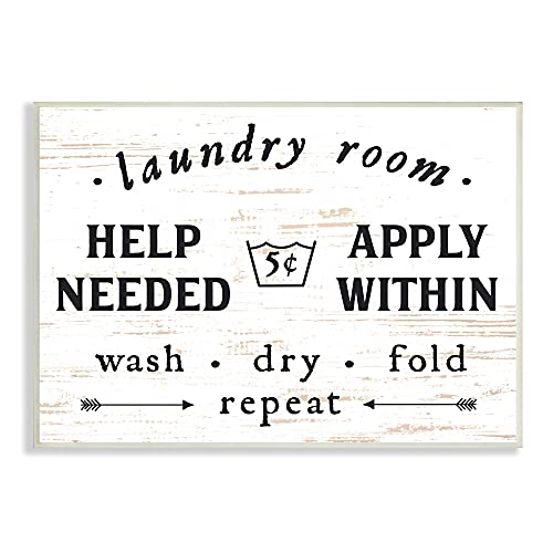 Stupell Home Décor Laundry Room Help Needed Apply Within Wall Plaque Art, 10 x 0.5 x 15, Proudly Made in USA