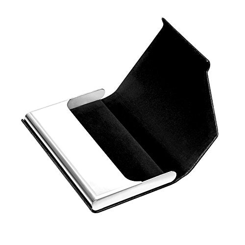 Padike Business Card Holder, Upgraded Leather Business Card Case Pocket Card Holders for Men or Women, Metal Slim Name Card Holder RFID Blocking Business Card Carrier with Magnetic Closure (Z-Coffee)