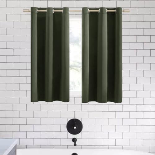 XTMYI 2 Panels Grommet Short Curtains for Bedroom,Thermal Insulated Heat Refletive Sun Blocker Neutral Bay Window Curtains Living Room,48 Inch Length,Beige