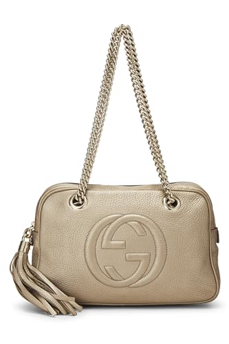 Gucci, Pre-Loved Metallic Gold Grained Leather Soho Chain Shoulder Bag, Gold