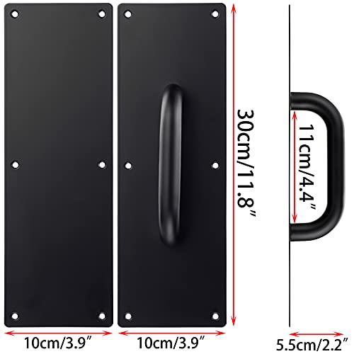 Sumnacon 2 Sets 12 Inch Stainess Steel Door Handles - Sturdy Door Pull Push Plates with Screws,Solid Pull Push Handles for Home Office Public, Black