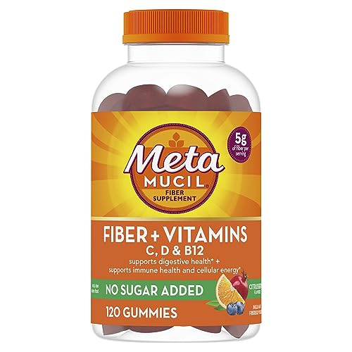 Metamucil Fiber Gummies for Adults, No Sugar Added Orange Flavor, 5g Plant Based Prebiotic Fiber Supplement Blend, 72 Count