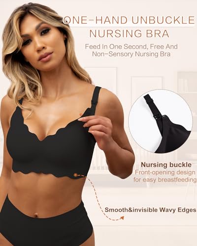 As Fairy Nursing Bras for Breastfeeding Seamless Night Nursing Bra Maternity Bra Large Bust (Dark Brown 4X-Large)