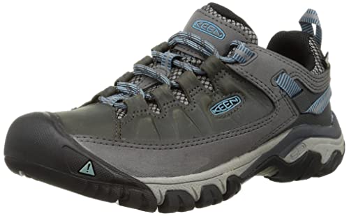 KEEN Women's Targhee 3 Low Height Waterproof Hiking Shoes, Weiss/Boysenberry, 10