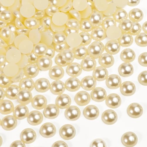 Lixiin 1500PCS Flat Back Half Round Pearls 6mm Lvory Flatback Pearl Beads for Crafts,DIY Nail Making,Face Gems Jewels,Shoes,Cups,Wedding