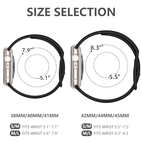 IMIVIO Sport Band Compatible with iwatch bands for women 38mm 40mm 41mm 42mm 44mm 45mm 49mm for Women Men, Soft Silicone Waterproof Replacement Strap for iWatch Bands Series 9 8 7 6 5 4 3 2 1 SE Ultra/Ultra 2, Black S/M