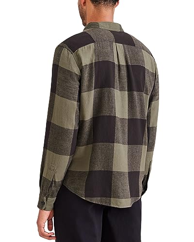 Dockers Men's Regular Fit Long Sleeve Two Pocket Work Shirt, Black Bean-Davis (Flannel), Small