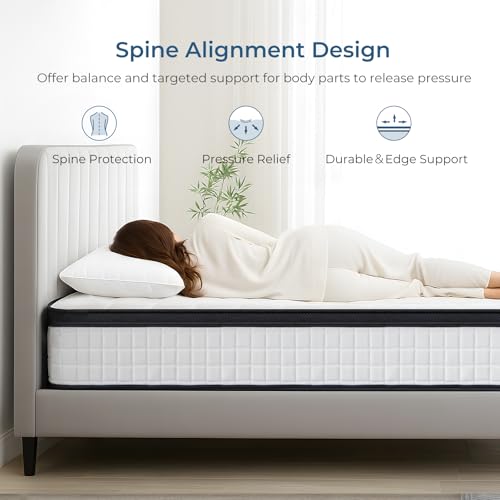 Inofia 10 Inch Full Hybrid Double Mattress in a Box - Medium Firm, Memory Foam & Pocket Springs, Fiberglass Free, Motion Isolation, Pressure Relief, Edge Support, 10-Year Support, CertiPUR-US