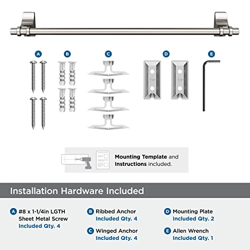 Amerock BH3605426 | Chrome Towel Bar | 24 in (610 mm) Towel Rack | Davenport | Bathroom Towel Holder | Bathroom Hardware | Bath Accessories