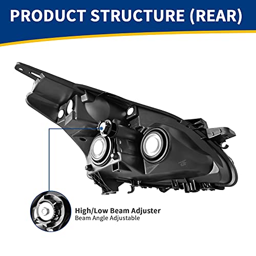 AUTOSAVER88 Headlight Assembly Compatible with 07 08 09 Altima Sedan 4-door 2007 2008 2009 Altima Black Housing with Amber Reflector Clear Lens