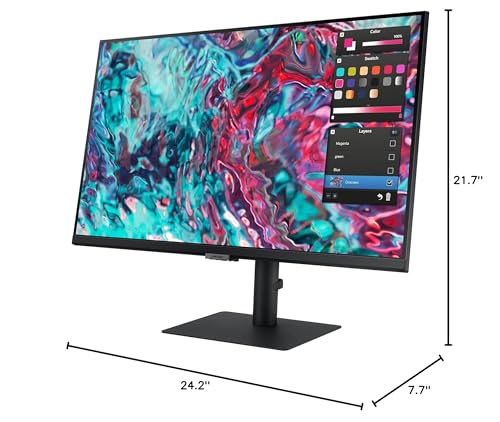Samsung 27-Inch ViewFinity S8 Series 4K UHD High Resolution Monitor, IPS Panel, 60Hz, Thunderbolt 4, HDR 10+, Built-in Speakers, Height Adjustable Stand, S27B804TGN, Black