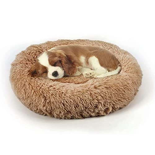 Dog Bed, Cat Calming Bed, Faux Fur Pillow Pet Donut Cuddler Round Plush Bed for Large Medium Small Dogs and Cats