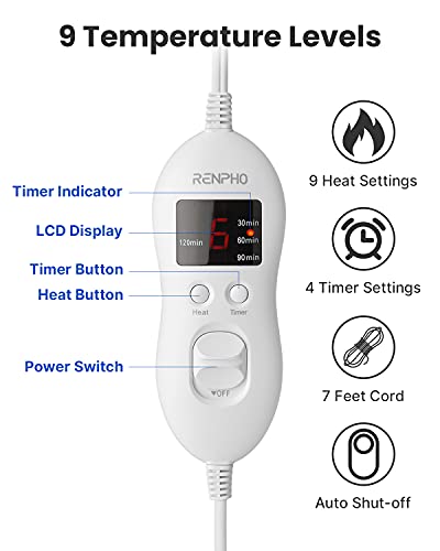 RENPHO Heating Pad for Neck and Shoulders and Back, FSA HSA Eligible, Relaxing Gifts for Women Men Mom Dad, Electric Weighted Heat Pad for Pain Relief with Auto Shut Off, ETL Certified, Gray