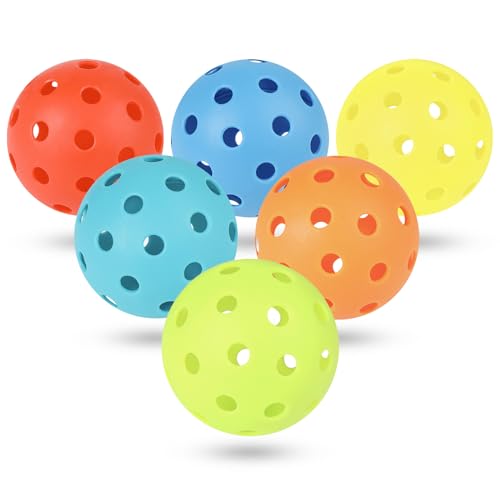 Pickleball Balls, 6 Pack 40 Holes Outdoor Pickleball Balls with Mesh Bag for Sport Indoor Play, High Elasticity & Durable Pickle Balls for All Style Pickleball Paddles, Gifts for Pickleball Lovers