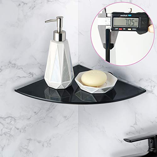 Alise Glass Shelves 15 Inch Glass Bathroom Shelves Tempered Glass Shelf Wall Mount Glass Shelves for Bathroom Matte Black Glass Bathroom Shelf