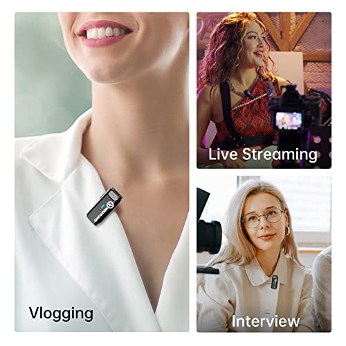 Hollyland Lark M1 Wireless Lavalier Microphone (1TX+1RX, No Charging Case) Compatible with iPhone Android Camera, 650ft 8h Noise Reduction Lapel Mic for YouTube, Interview, Recording, Vlog, Black