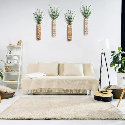 Wall Planter for Indoor Plants, 3 Pack Geometric Hanging Planter, Wood Wall Vase for Decor Artificial Flower Plants, Boho Wall Decor for Living Room, Bedroom