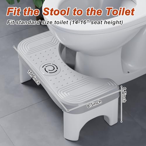 Recximi Toilet Step Stool Squat, Portable Foot Poop Stool for Bathroom Adults, 7 Inch Pooping Stool Toilet Leg Stand Raiser, Non-Slip Potty Stool Bench for Feet, Banco para Baño, Beige