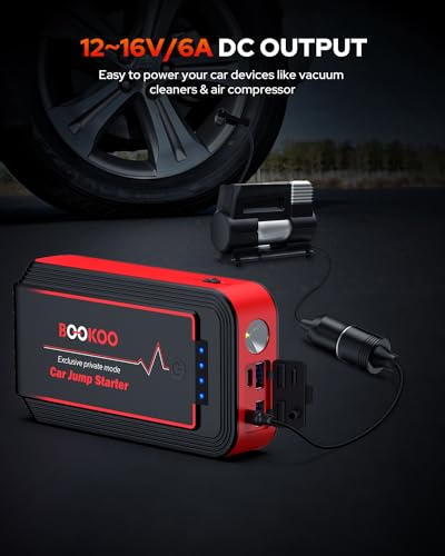 Jump Starter 3000A, BOOKOO Car Battery Jumper Starter Portable, 12V Jump Start Battery Pack up to 7.2L Gas or 8.0L Diesel Engine Jump Starter with Power Bank/QC3.0/Dual Output/LED Light