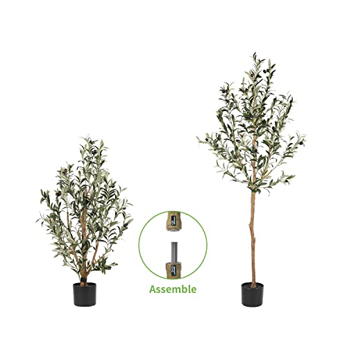 Realead 5ft Artificial Olive Tree, Large Fake Potted Olive Silk Tree Faux Olive Plants in Plastic Nursery Pot, Artificial Trees for Modern Home Office Living Room Floor Decor Indoor (60in)