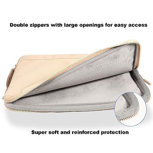 LANDICI 360°Protective Laptop Sleeve for 13-13.6 inch MacBook Air M3/A3113 2024, M2/A2681 M1/A2337, MacBook Pro M2 M1/A2338 2024-2016, Waterproof Laptop Carrying Case for 12.9-inch iPad Pro, Apricot