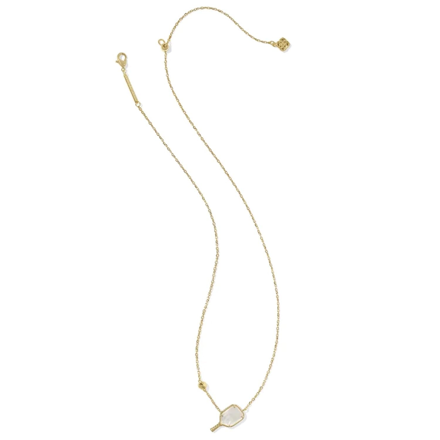 Kendra Scott Pickleball Short Pendant Necklace, 14k Gold Plated Brass, Mother-of-Pearl, Fashion Jewelry for Women