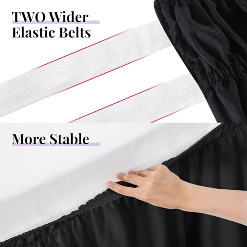 RIMELA Dorm Bed Skirt Twin XL 18 Inch Drop, Extra Long Wrap Around Elastic Bed Skirts Easy to Put On Twin Size Dust Ruffle, Gray Bedskirt for Adjustable Bed Base Solid Silky Fabric Machine Washable