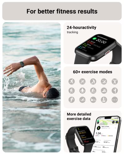 Smart Watch for Men Android & iPhone, Alexa Built-in, 1.8" Touch Screen Fitness Tracker with Answer/Make Calls, IP68 Waterproof Heart Rate/Sleep/SpO2 Monitor, Pedometer, 100+ Sport Modes