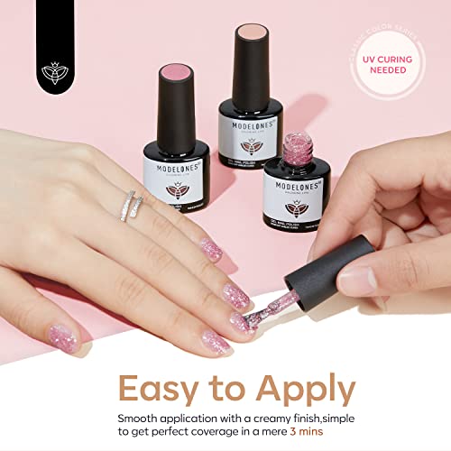 Modelones 20 Colors Gel Nail Polish Kit, Fall Pink Brown Nude Orange Gel Polish Set with Glitter, Glossy and Matte Top Base Coat Home DIY Manicure Nail Art Design Gifts