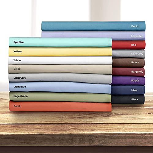 Twin XL Size Fitted Bed Sheet - Hotel Luxury Single Fitted Sheet Only - Fits Mattress Up to 16 - Extra Soft, Wrinkle Free, Breathable - Bottom Fitted Sheet - Denim Blue Single Fitted Sheet Only