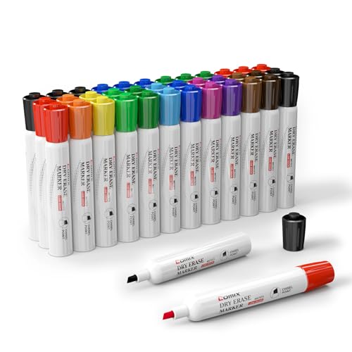 Comix Dry Erase Markers, 36 Bulk 12 Colors White Board Markers, Chisel Tip Markers for Kids Teachers