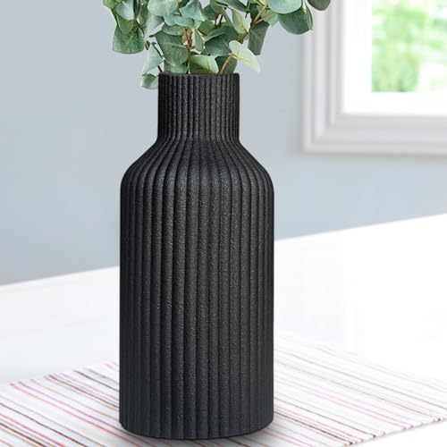 Vase, Ceramic Flower Vase, Minimalist Modern Home Decor, Matte Finish Pampas Grass Vase for Table, Fireplace, Shelf, Mantel, Entryway and Centerpieces (Black)