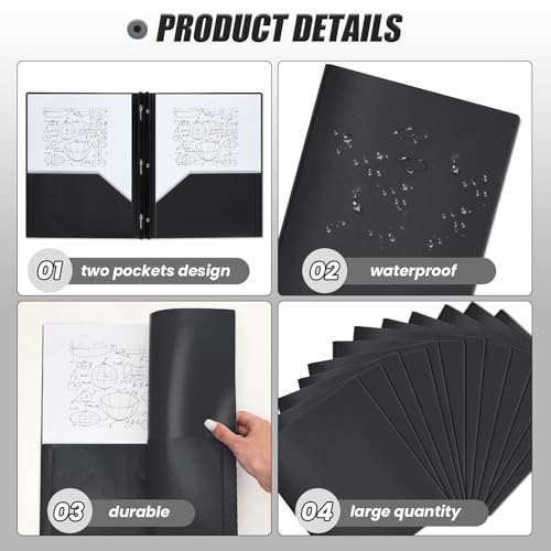 Lincia 100 Pcs Plastic Folders with Pockets and Prong Folders with Prongs 2 Pockets for Office, School for Students, Teachers, Office Workers(Pink)