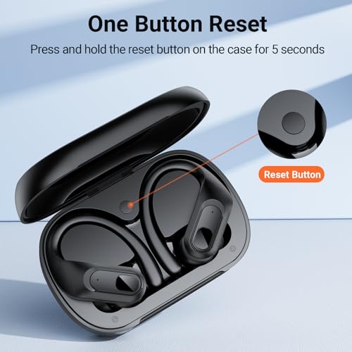 occiam Wireless Bluetooth Earbuds Sport Ear Buds Workout Headphones 96H Playback in-Ear Earphones with Earhooks Buit-in Mic Button Control Bass Stereo Headset for Gym Exercise Running Black