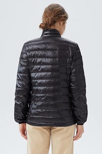 Orolay Women's Lightweight Packable Down Jacket Quilted Puffer Coat with Stand Collar Black XS