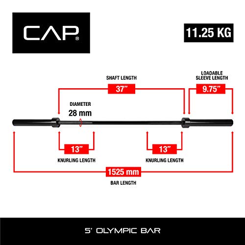 CAP Barbell Olympic Bar, Bronze Bushings, Chrome, 51.75'' (New Version)