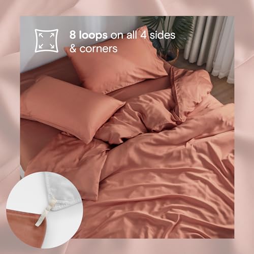 DOZ Duvet Cover Set, 100% Viscose derived from Bamboo, Organically Grown, Buttery Soft, Cooling Duvet Covers, High GSM, 1 Duvet Cover and 1 Pillowcase, 70"x90" (Clay, Twin/Twin XL)