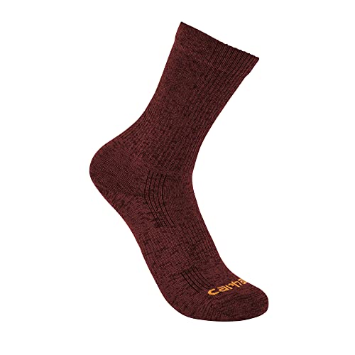 Carhartt Women's Lightweight Durable Nylon Blend Short Crew Sock, Bordeaux, Medium