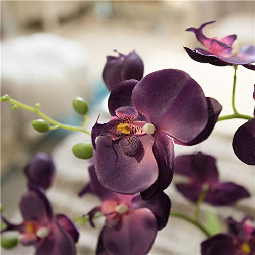 YSZL Large Artificial Potted Orchid Plant, Silk Flower Arrangement with Ceramics Vase, Purple Blue