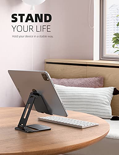 Lamicall Adjustable Tablet Stand Holder - Foldable Tablet Dock, 360 Degree Rotating Desktop Tablet Mount, Compatible with iPad Pro 11 / 12.9, Mini, Air, Tabs, Kindle and 4.7" - 13" Tablet - Black